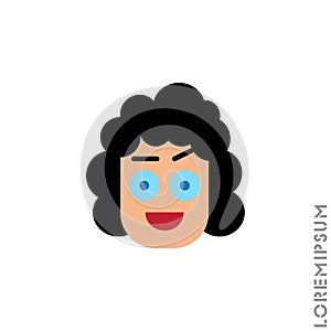 Happy Smile Eyes Open with raised eyebrow Emoticon girl, woman Icon Vector Illustration. Style. Smile vector icon, happy symbol.