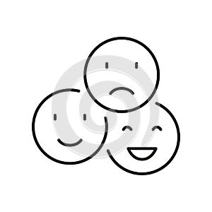 Happy Smile, Positive Face, Sad Emoticon Line Icon. Feedback, User Experience Outline Symbol. Emoji Set Linear Pictogram