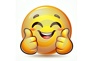 Happy smiley emoticon face with thumb up illustration.