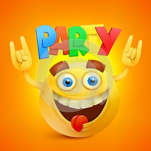 Happy Smiley Emoticon Yellow Face. Party Concept icon