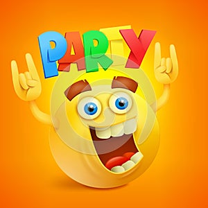 Happy Smiley Emoticon Yellow Face. Party Concept icon