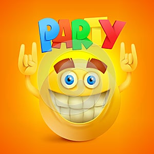 Happy Smiley Emoticon Yellow Face. Party Concept icon