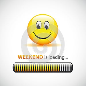 Happy smiley face with weekend loading bar