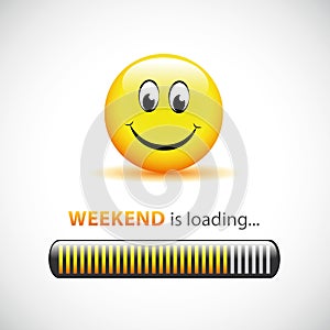 Happy smiley face with weekend loading bar photo