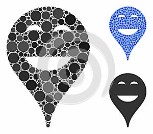 Happy Smiley Map Marker Composition Icon of Round Dots