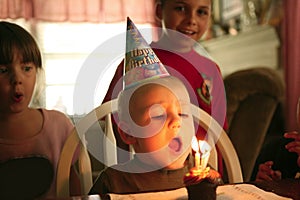 Happy Smiling Baby Boy Celebrating His Birthday