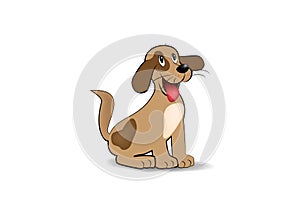 Happy smiling brown dog isolated on  white background, horizontal vector illustration