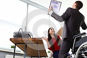 Happy smiling brunette worker