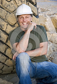 Happy smiling construction worker.