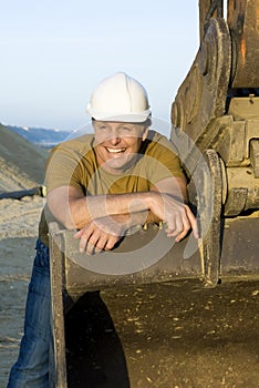 Happy smiling construction worker.