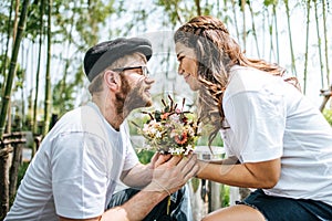 Happy Smiling Couple diversity in love moment