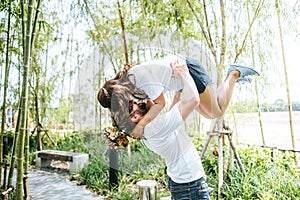 Happy Smiling Couple diversity in love moment