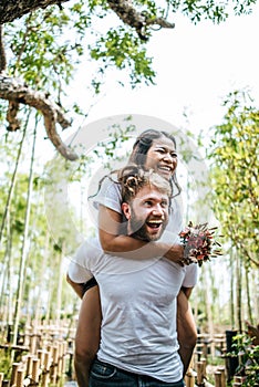 Happy Smiling Couple diversity in love moment