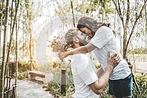 Happy Smiling Couple diversity in love moment