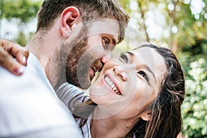 Happy Smiling Couple diversity in love moment