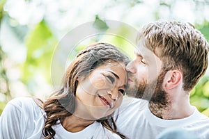 Happy Smiling Couple diversity in love moment