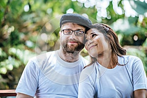 Happy Smiling Couple diversity in love moment