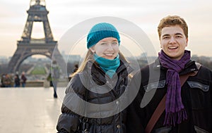 Happy smiling couple in Paris