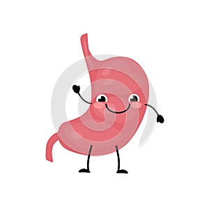 Happy smiling  cute stomach organ character in a flat cartoon style