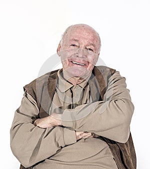 Happy smiling elderly retired man