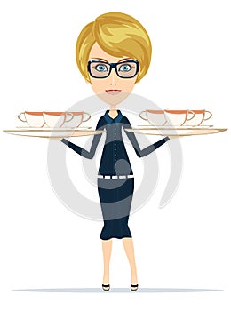 Happy Smiling Female Chief Cook Waiter photo