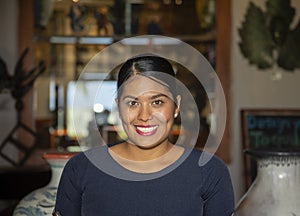 Happy, Smiling, Friendly & Welcoming Mexican Woman Working in a Resort Hotel in Punta Mita Mexico