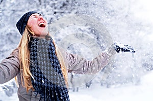 Happy smiling girl in winter