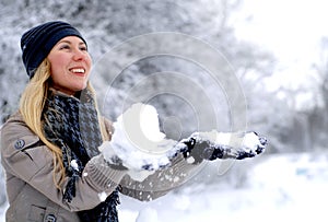 Happy smiling girl in winter