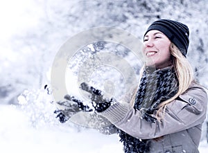 Happy smiling girl in winter