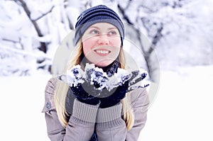 Happy smiling girl in winter