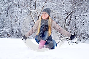 Happy smiling girl in winter