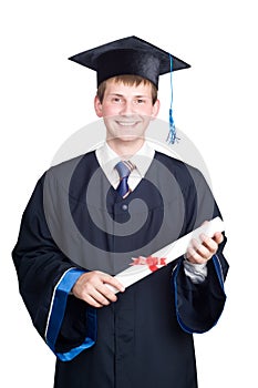 Happy smiling graduate guy