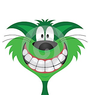 Happy smiling green cat