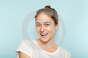 Happy smiling joyful girl portrait face expression