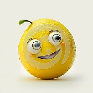 Happy Smiling Lemon Cartoon. Generative AI