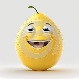 Happy Smiling Lemon Cartoon. Generative AI