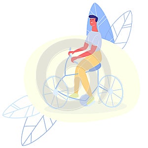 Happy Smiling Man Riding on Bicycle Cutout Cartoon