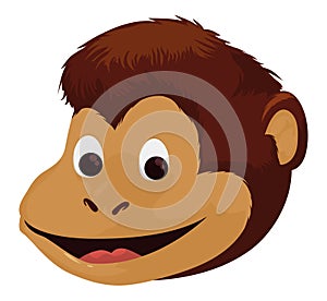 Happy and smiling monkey head over white background, Vector Illustration