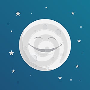 Happy smiling moon design, vector illustration