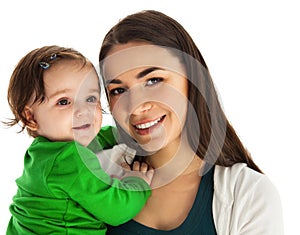 Happy smiling mother with baby girl