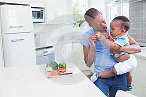 Happy smiling mother with his babyboy