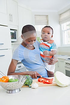 Happy smiling mother with his babyboy