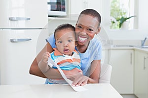 Happy smiling mother with his babyboy