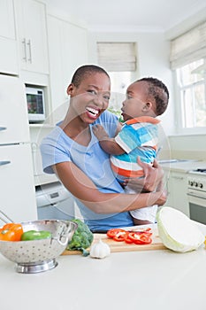 Happy smiling mother with his babyboy