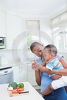 Happy smiling mother with his babyboy
