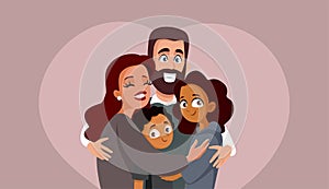 Happy Smiling Multi Ethnic Family Vector Illustration