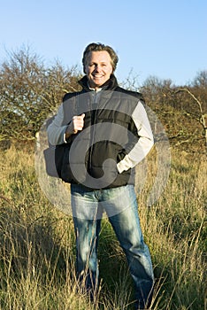Happy smiling outdoor man