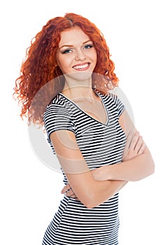 Happy smiling red haired girl