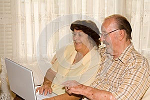 happy smiling senior couple