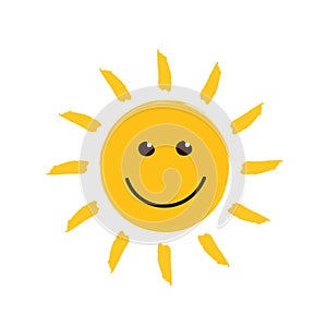 Happy smiling sun on white background